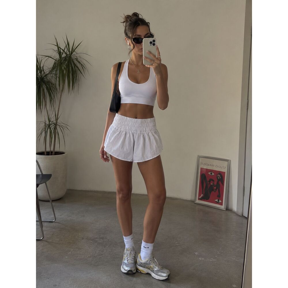 FP Movement Free People White High Waist The Way Home Shorts Women's Size Medium